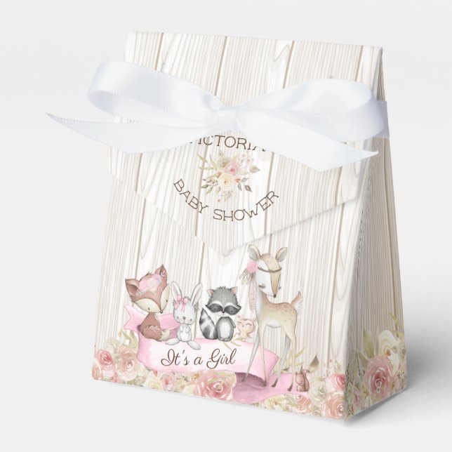 Sweet Woodland Girl Baby Shower Favour Box (Front Side)