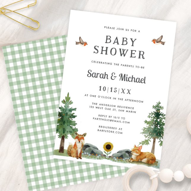 Sweet Woodland Watercolor Neutral Baby Shower Invitation (Creator Uploaded)