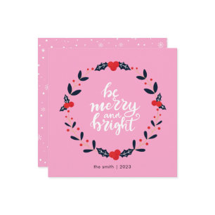 Sweet Wreath Berry Be Merry and Bright Christmas Holiday Card