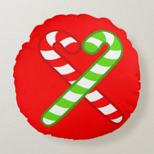 sweet XmaS Cool Candy Cane Pattern 2 back colours  Round Cushion