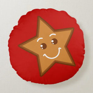 sweet XmaS gingerbread cool star 2 back colours Round Cushion
