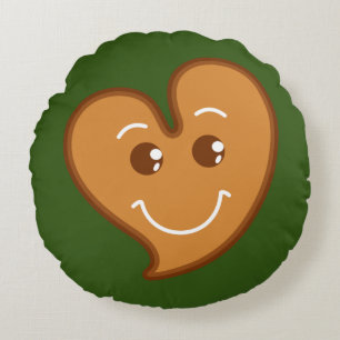 sweet XmaS gingerbread cutest heart 1 back colour Round Cushion