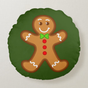 sweet XmaS gingerbread man 1 back colour Round Cushion