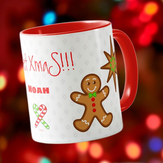sweet XmaS Gingerbread Pals-Candy Cane on white Mug (A lovely mug!)