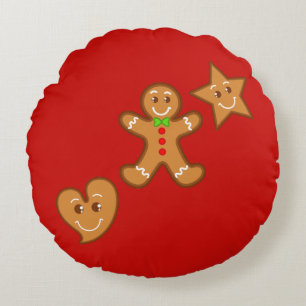 sweet XmaS gingerbread pals Pattern 2 back colours Round Cushion