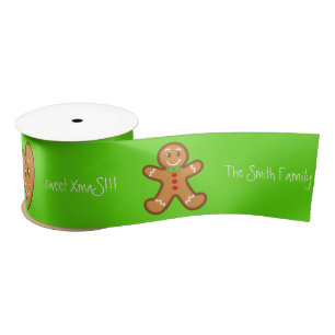 sweet XmaS pals Custom Text on Green Satin Ribbon