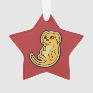 Sweet Yellow And Red Puppy Dog Drawing Design Ornament