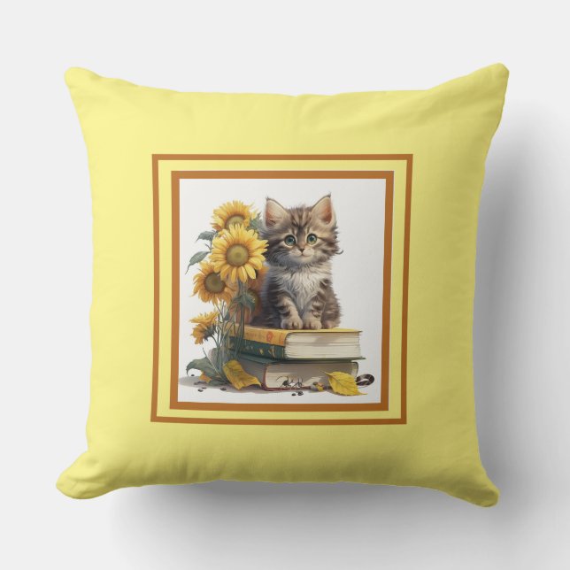 Sweet Yellow Kitten Cushion (Front)