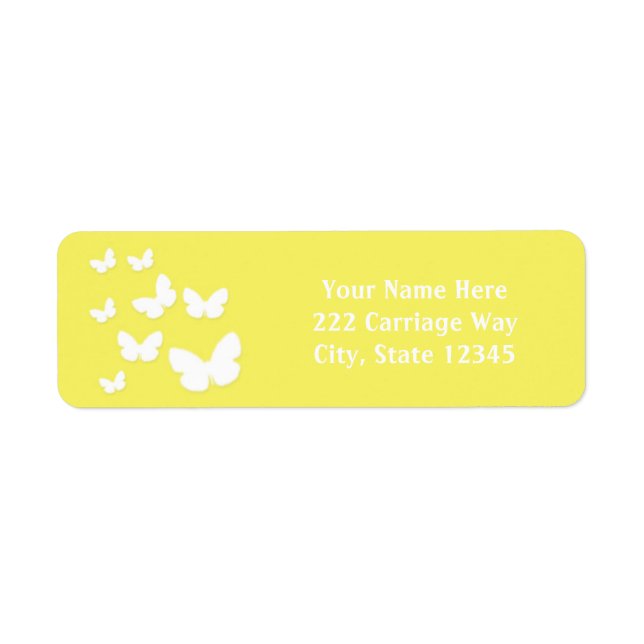 Sweet Yellow & White Butterflies Address Labels (Front)