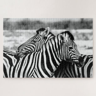 Sweet Zebra Couple black and white, Jigsaw Puzzle