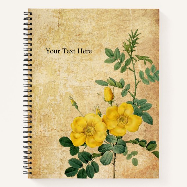 Sweetbriar Rose Vintage Spiral Notebook (Front)