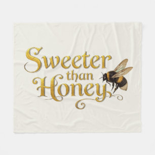Sweeter Than Honey Golden Vintage Bee Art Lover Fleece Blanket