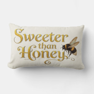 Sweeter Than Honey Golden Vintage Bee Art Lover Lumbar Cushion