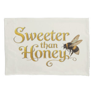 Sweeter Than Honey Golden Vintage Bee Art Lover Pillowcase