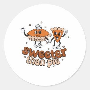 Sweeter Than Pie Byby Fall Autumn Thanksgiving Hal Classic Round Sticker