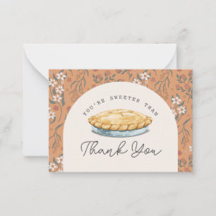 Sweeter than Pie Orange Baby Shower Thank You Card