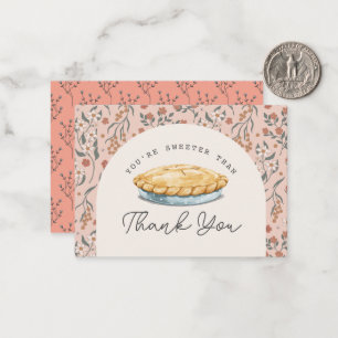 Sweeter than Pie Pink Baby Shower Thank You Card