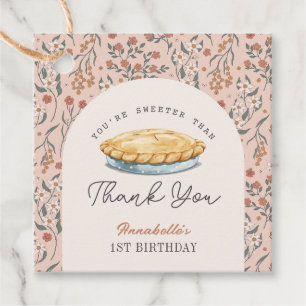 Sweeter than Pie Pink Floral Birthday Thank You Favour Tags