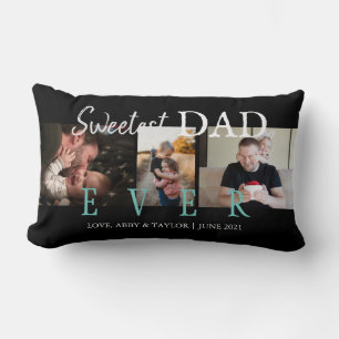 SWEETEST DAD EVER CUSTOM 3 PHOTOS LUMBAR CUSHION