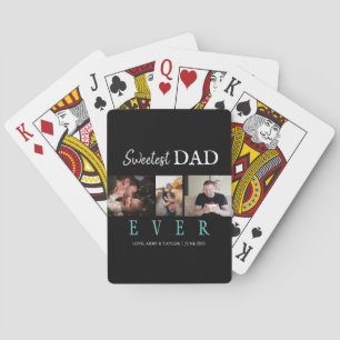 SWEETEST DAD EVER CUSTOM 3 PHOTOS PLAYING CARDS