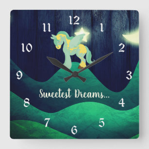 Sweetest Dreams ~ Cute Sleeping Pegasus Horse Square Wall Clock