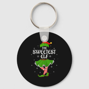 Sweetest Elf Christmas Family Girls Women Elf Squa Key Ring