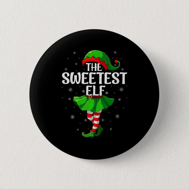 Sweetest Elf Christmas Girls Women Elf Squad Xmas  6 Cm Round Badge (Front)