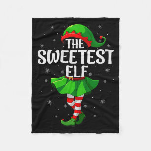 Sweetest Elf Christmas Girls Women Elf Squad Xmas  Fleece Blanket