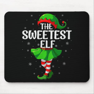 Sweetest Elf Christmas Girls Women Elf Squad Xmas Mouse Pad