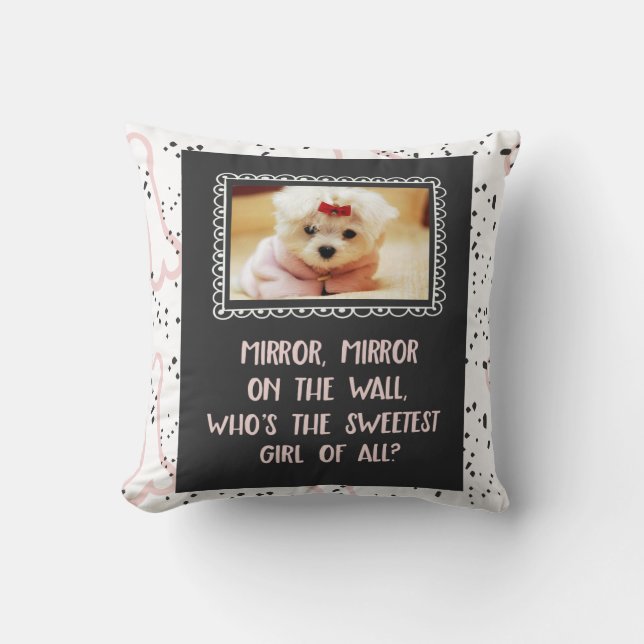 Sweetest Girl of All Custom Dog Photo Throw Pillow (Front)