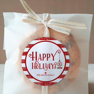 Sweetest Happy Holidays   Custom Christmas Classic Round Sticker