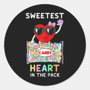 Sweetest Heart In The Pack Valentines Day Cute Gir Classic Round Sticker