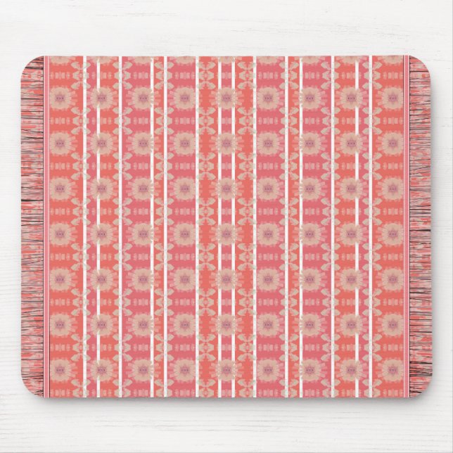 Sweetest Little Coral Flowered Rug style Mouse Pad (Front)