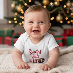 Sweetest Little Elf Personalized Baby Photo Bodysuit