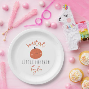 sweetest little pumpkin Custom Name Paper Plate