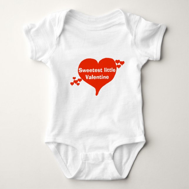 Sweetest Little Valentine Red Hearts Baby Bodysuit (Front)