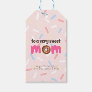 Sweetest Mom Donut Typography Personalized Gift Tags