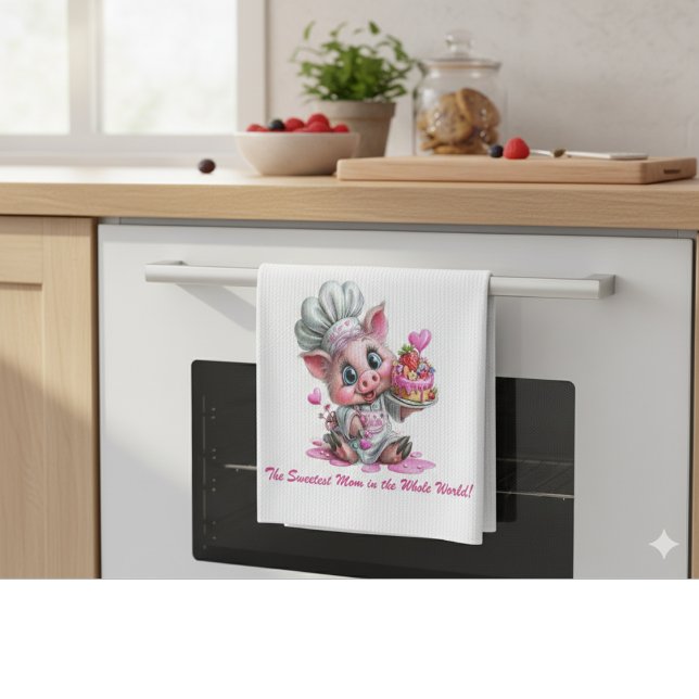 Sweetest Mom Pig Chef Kitchen Towel (Creator Uploaded)
