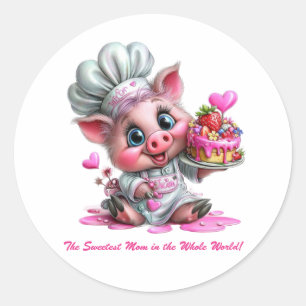 Sweetest Mom Pig Chef Sticker