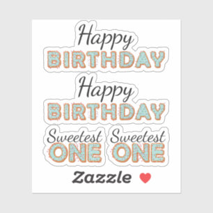 SWEETEST ONE Blue Doughnuts Baby Birthday Scrapboo