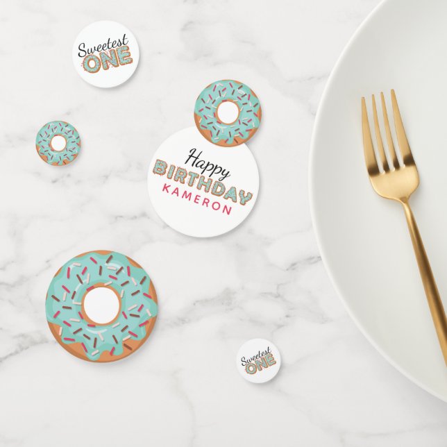 SWEETEST ONE Blue Iced Doughnuts Baby First Birthd Confetti (Group)