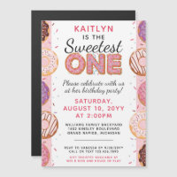 SWEETEST ONE Pink Iced Doughnuts Baby First Birthd