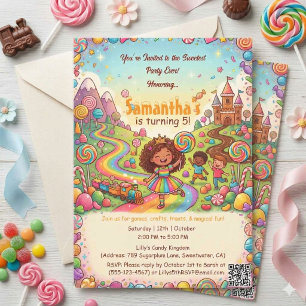 Sweetest Party Ever Candyland Girl 5th Birthday  Invitation