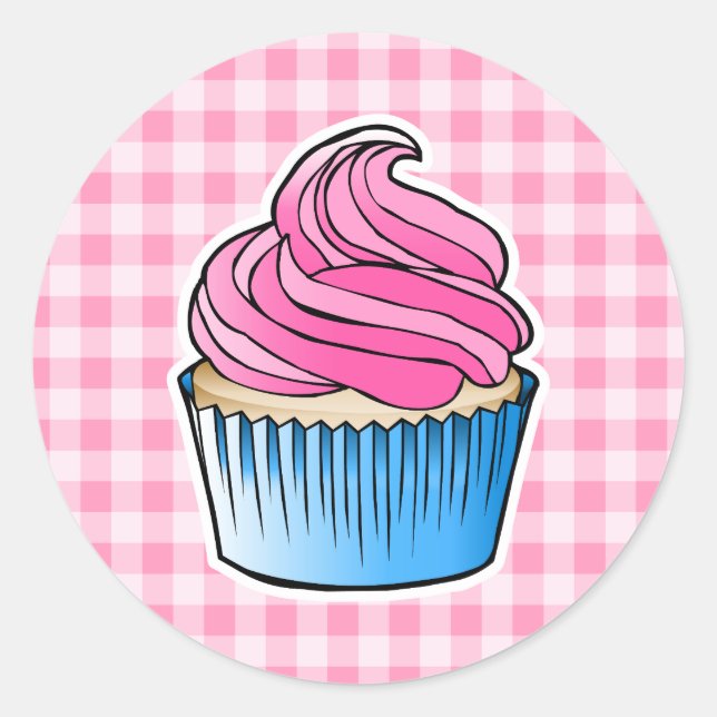 Sweetest Pink Cupcake Classic Round Sticker (Front)