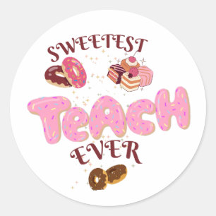 Sweetest Teach Ever Cute Doughnuts Coffee Mug Classic Round Sticker