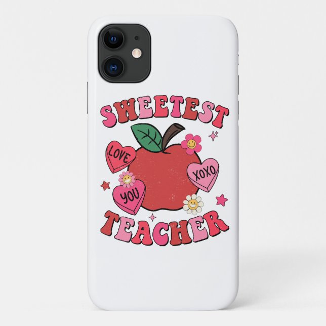 Sweetest Teacher Valentines Day Hearts Case-Mate iPhone Case (Back)