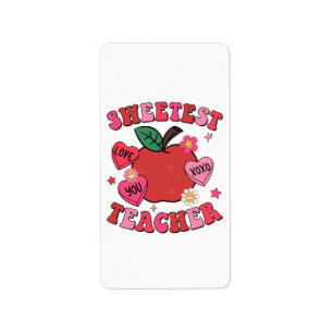 Sweetest Teacher Valentines Day Hearts Label