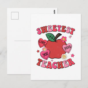 Sweetest Teacher Valentines Day Hearts Postcard