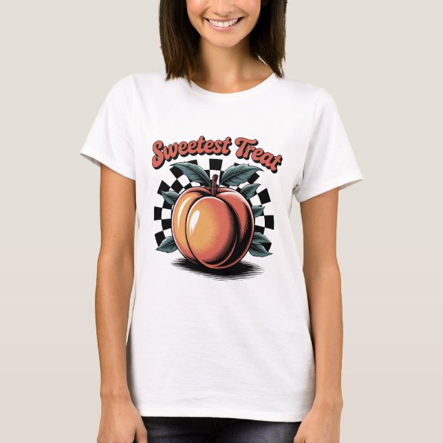 Sweetest Treat Peach Retro T-Shirt – Vintage Fruit (Front)
