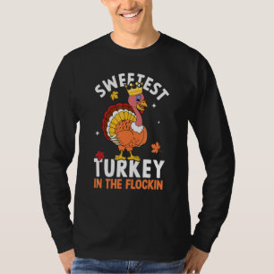 Sweetest Turkey In The Flock Autumn Fall Thanksgiv T-Shirt